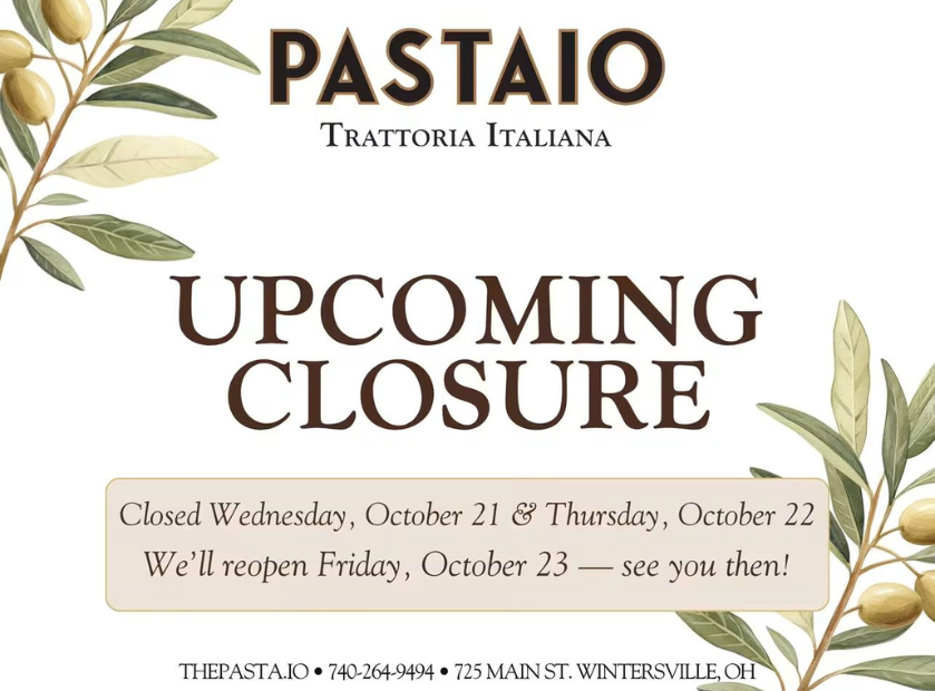 Closed October 21st and October 22nd. We'll reopen October 23rd!